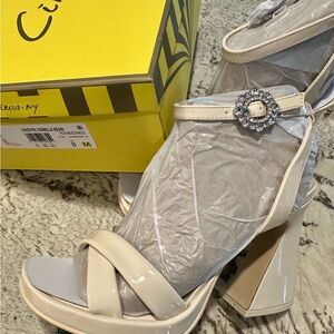 Circus NY Elegant Cream Women's Chunky Heels New NIB Sparkle 8 Nude